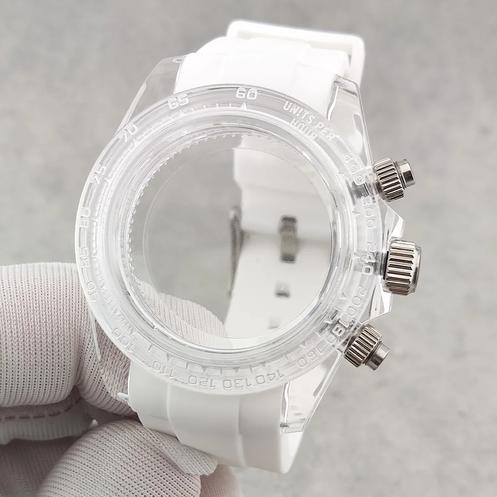39mm Case VK63 Case Chronograph Watch Case Transparent Acrylic Waterproof Case Rubber Strap Watch Accessories Fits VK63 Movement
39mm Case VK63 Case Chronograph Watch Case Transparent Acrylic Waterproof Case Rubber Strap Watch Accessories Fits VK63 Movement