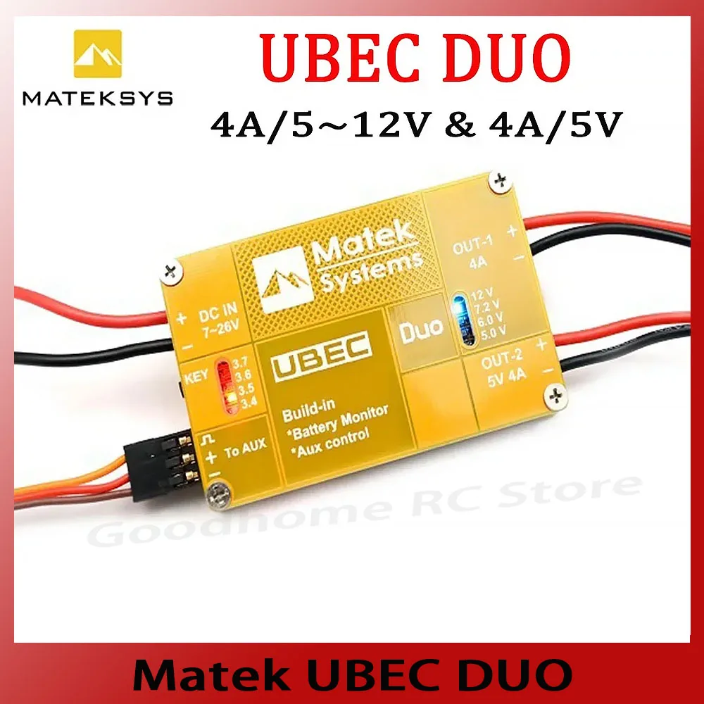 Matek System UBEC DUO 4A/5 ~ 12V & 4A/5V для радиоуправляемого квадрокоптера радиоуправляемого самолета радиоуправляемого мультикоптера UBEC Power Model
Matek System UBEC DUO 4A/5 ~ 12V & 4A/5V для радиоуправляемого квадрокоптера радиоуправляемого самолета радиоуправляемого мультикоптера UBEC Power Model