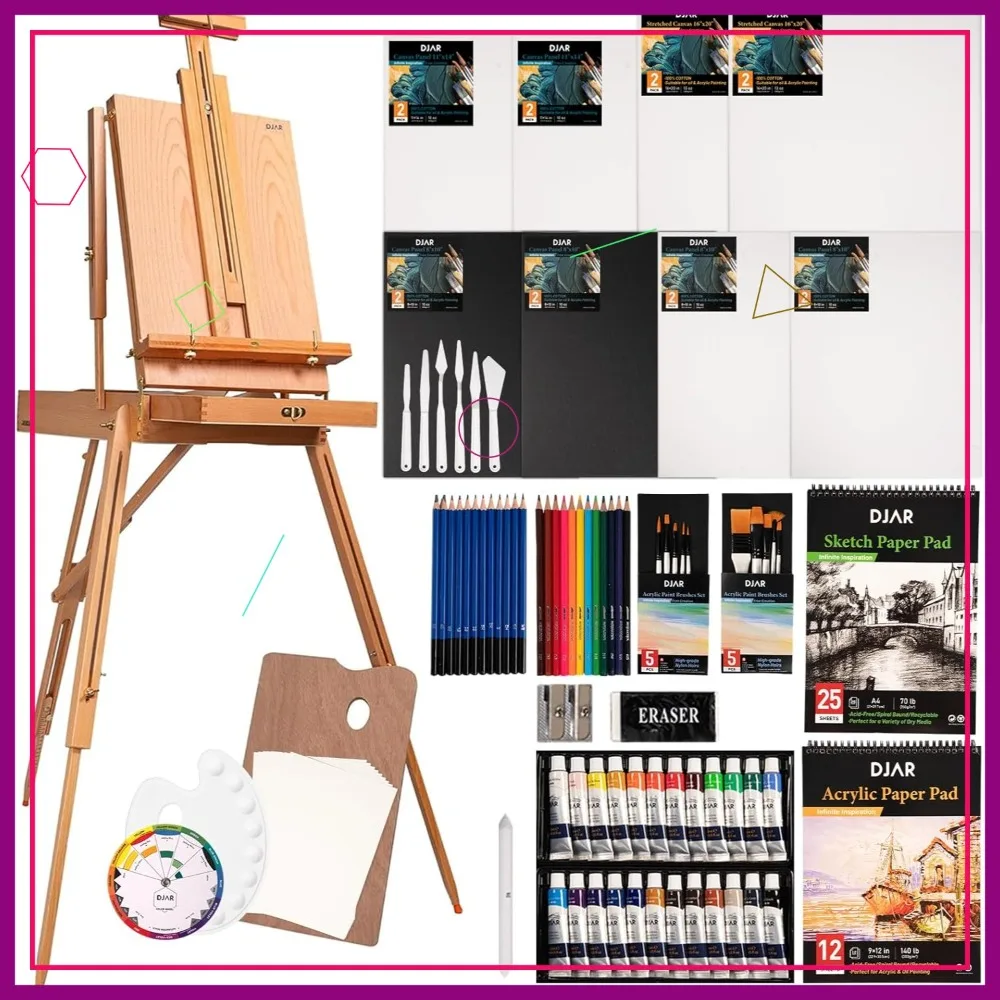 89 Pcs Acrylic Paint Set with French Easel for Professional Artist, Painting Kit with Brushes, Canvas, Art Supplies for Adults
89 Pcs Acrylic Paint Set with French Easel for Professional Artist, Painting Kit with Brushes, Canvas, Art Supplies for Adults