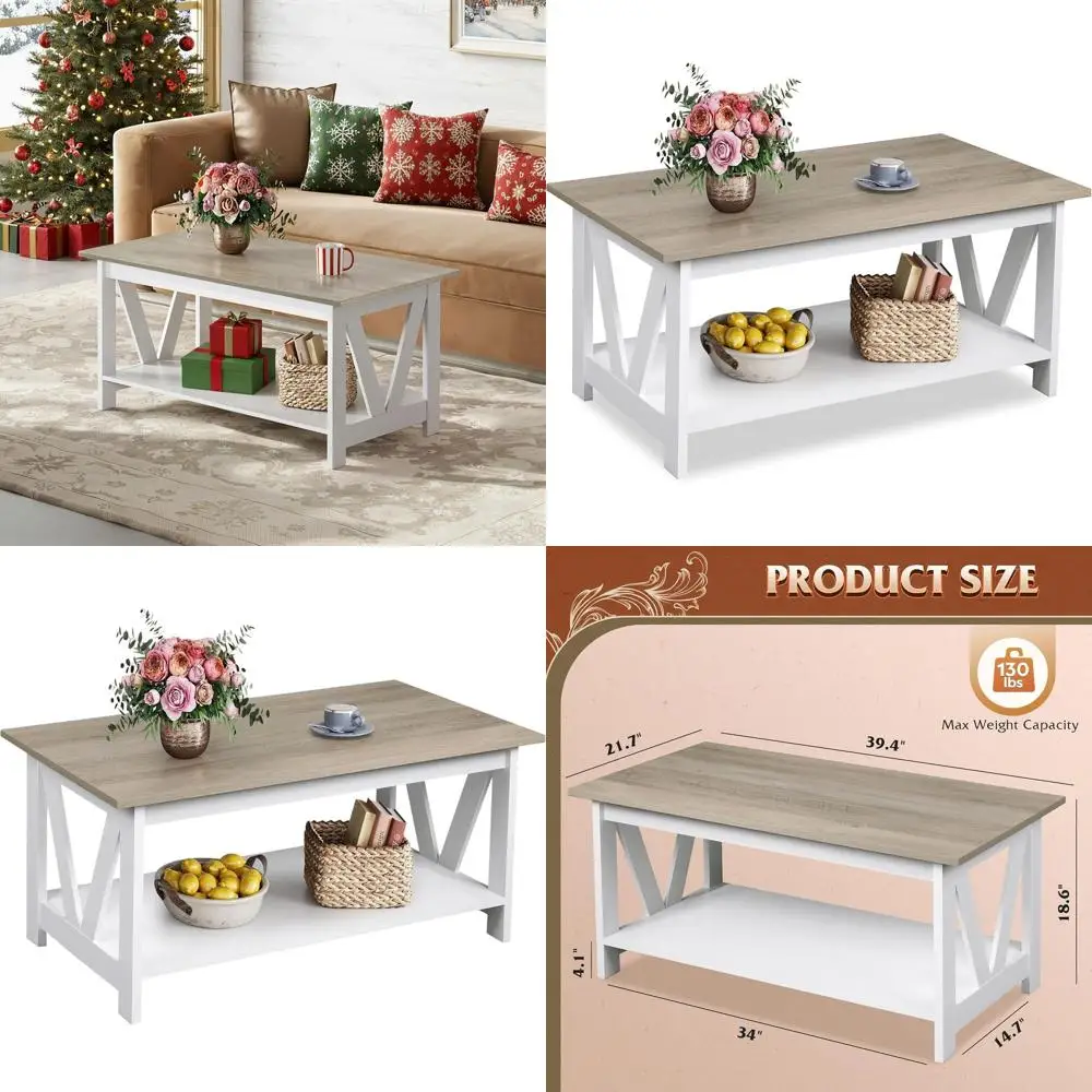 Rustic 2-Tier Storage Coffee Table, 39.4 Grey and White, Suitable for Living Room, Bedroom, and Balcony
Rustic 2-Tier Storage Coffee Table, 39.4 Grey and White, Suitable for Living Room, Bedroom, and Balcony