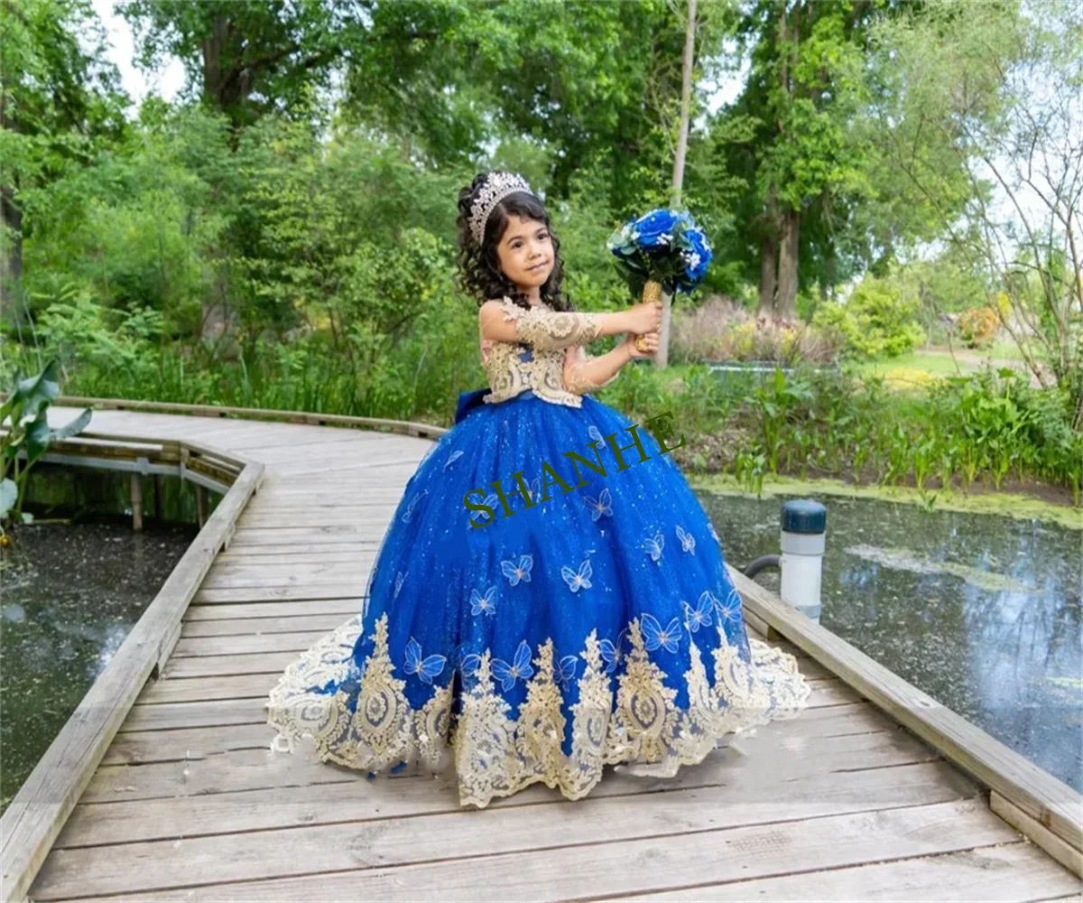 CustomizedBeauty Princess Wedding Flower Girls Dress Royal Blue With Bow Princess Ball Gown Buttterfly Lace Applique Beads Child
CustomizedBeauty Princess Wedding Flower Girls Dress Royal Blue With Bow Princess Ball Gown Buttterfly Lace Applique Beads Child