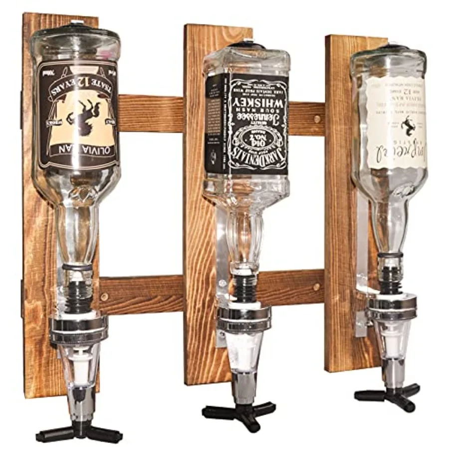 3-Bottle Wall Mounted Liquor Dispenser, Wooden Wall Shelf for Home Bar, Glass Drink Dispenser for Parties
3-Bottle Wall Mounted Liquor Dispenser, Wooden Wall Shelf for Home Bar, Glass Drink Dispenser for Parties