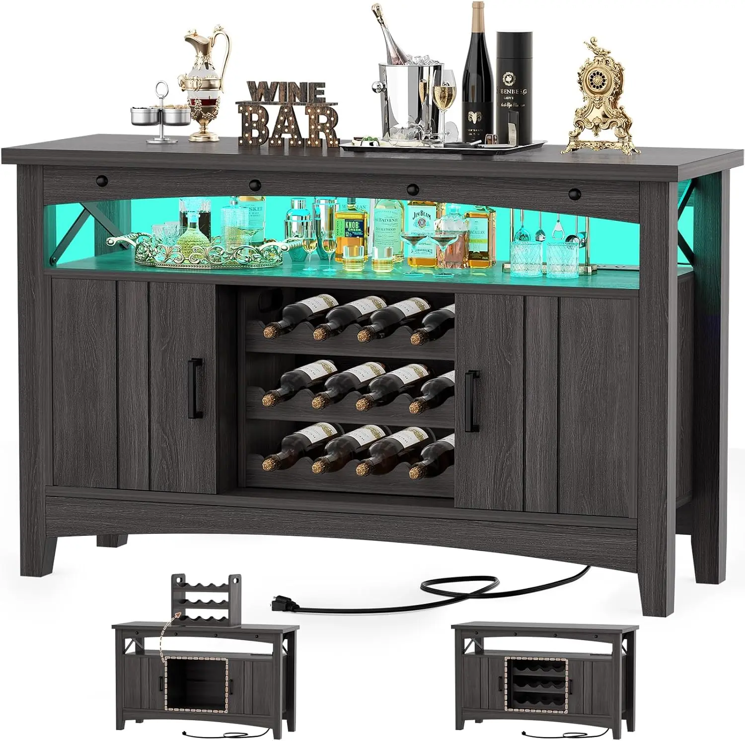 Farmhouse Coffee Bar Cabinet, Liquor Cabinet Bar for Home, Wine Bar Cabinet with LED Lights and Outlets,Wine Cabinet with Storag
Farmhouse Coffee Bar Cabinet, Liquor Cabinet Bar for Home, Wine Bar Cabinet with LED Lights and Outlets,Wine Cabinet with Storag
