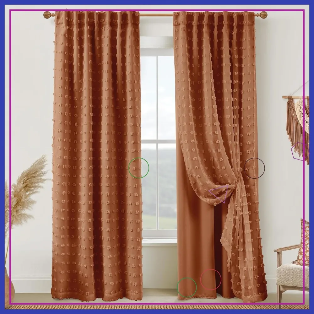 Blackout Curtains 84 Inch Length 2 Panels Set, Farmhouse Pom Pom Pattern Double Layer Sheer Overlay Drapes for Living Room
Blackout Curtains 84 Inch Length 2 Panels Set, Farmhouse Pom Pom Pattern Double Layer Sheer Overlay Drapes for Living Room