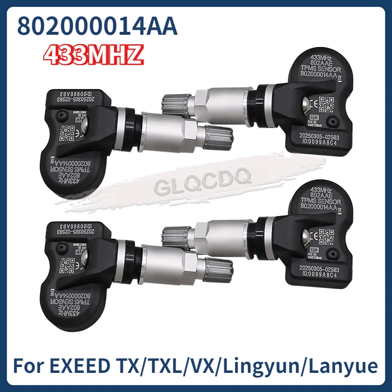 433MHZ 802000014AA TPMS Sensor Tire Pressure Monitoring Sensor For EXEED TX TXL VX Lingyun Lanyue
433MHZ 802000014AA TPMS Sensor Tire Pressure Monitoring Sensor For EXEED TX TXL VX Lingyun Lanyue