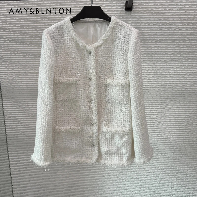 Fashion Elegant Beige Design Women's Jackets 2026 Spring Autumn New Tassel Edge Versatile Temperament Tweed Top Coats Ladies
Fashion Elegant Beige Design Women's Jackets 2026 Spring Autumn New Tassel Edge Versatile Temperament Tweed Top Coats Ladies