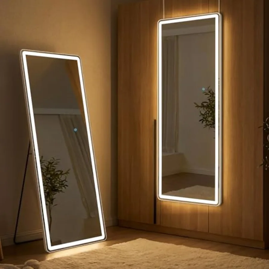 Full Length Floor Mirror with LED Light Dimming 3 Color Lighting 61 x 16 Free Standing Full Body Mirror in Modern Silver for Be
Full Length Floor Mirror with LED Light Dimming 3 Color Lighting 61 x 16 Free Standing Full Body Mirror in Modern Silver for Be