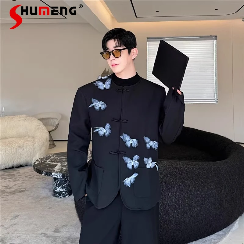 2025 Men's Spring Autumn New Suit Jackets Men's Niche Butterfly Decorative Long-sleeve Blazers Male Handsome Graceful Chic Tops
2025 Men's Spring Autumn New Suit Jackets Men's Niche Butterfly Decorative Long-sleeve Blazers Male Handsome Graceful Chic Tops