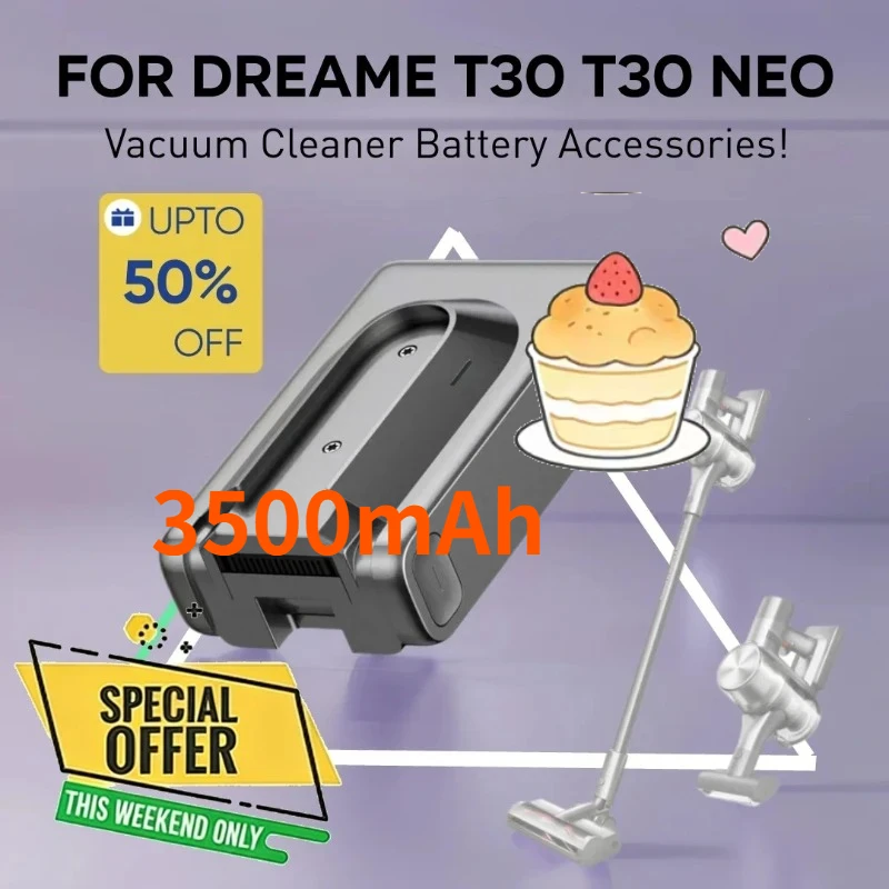 New 3500mAh Rechargeable Lithium-ion Battery for Dreame T30 R20 High Quality High Capacity Vacuum Cleaner Replacement Battery
New 3500mAh Rechargeable Lithium-ion Battery for Dreame T30 R20 High Quality High Capacity Vacuum Cleaner Replacement Battery