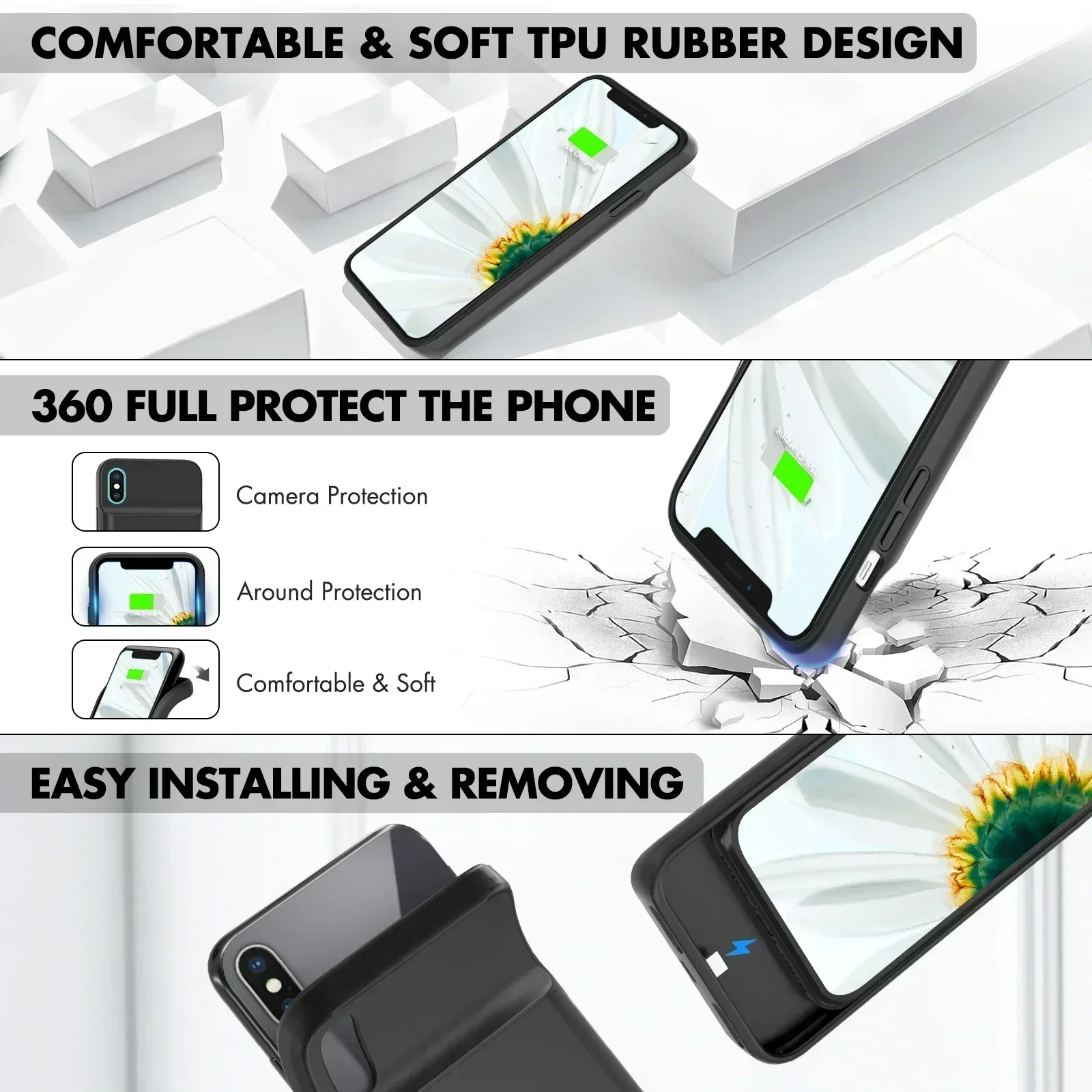 10000mAh Silicone Soft Battery Charger Case for IPhone XS Max Power Bank for IPhone X XR XS Max Mobile Phone Cover Extra Battery
10000mAh Silicone Soft Battery Charger Case for IPhone XS Max Power Bank for IPhone X XR XS Max Mobile Phone Cover Extra Battery