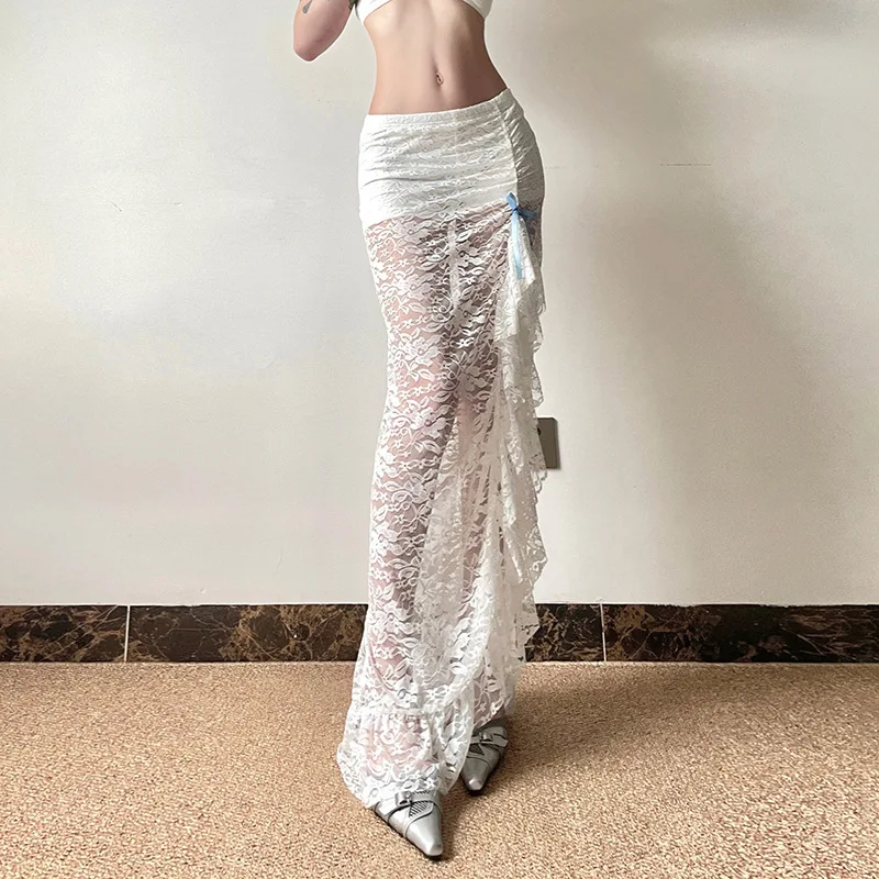 Lace Jacquard Perspective Sexy Bag Hip Pure Desire Lotus Leaf Edge Split Bow Contrast Splicing Spicy Girl Half Body Skirt
Lace Jacquard Perspective Sexy Bag Hip Pure Desire Lotus Leaf Edge Split Bow Contrast Splicing Spicy Girl Half Body Skirt
