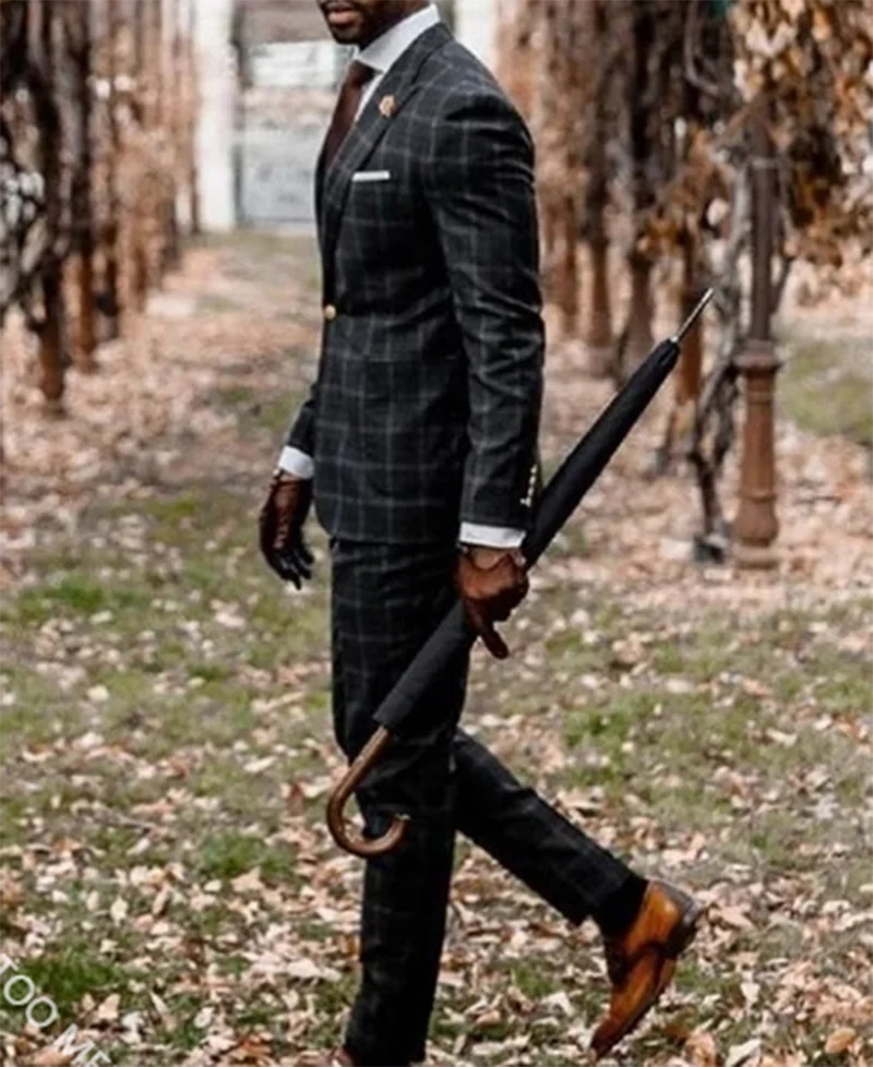 Black Gray Blazer Trousers Large Checkered Suit Set Of 2Pcs Men'S Wedding Clothing Jacket Pants Dressing For Cocktail Parties
Black Gray Blazer Trousers Large Checkered Suit Set Of 2Pcs Men'S Wedding Clothing Jacket Pants Dressing For Cocktail Parties