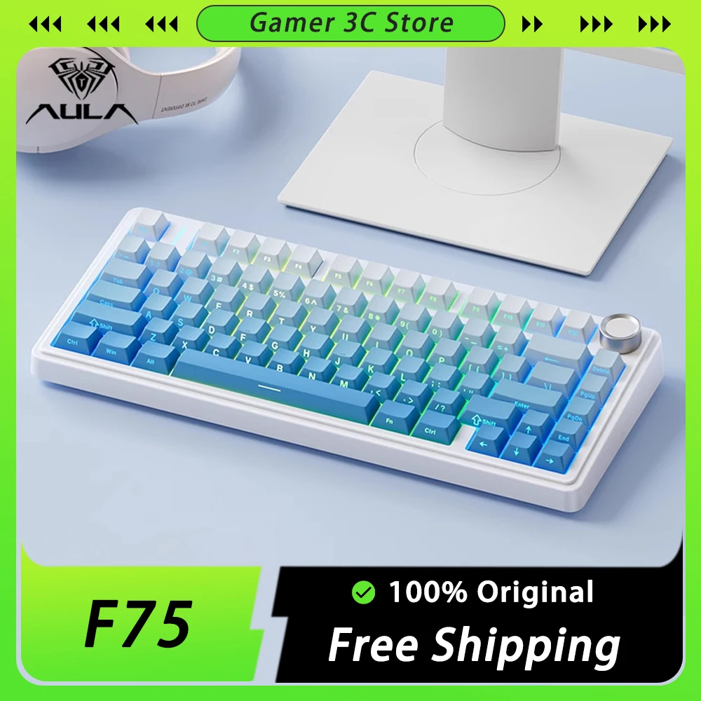 AULA F75 Mechanical Keyboard Multifunctional Knob Three Mode Hot Swap RGB Gaming Keyboard Gasket Pc Gamer Accessories Mac Gift
AULA F75 Mechanical Keyboard Multifunctional Knob Three Mode Hot Swap RGB Gaming Keyboard Gasket Pc Gamer Accessories Mac Gift