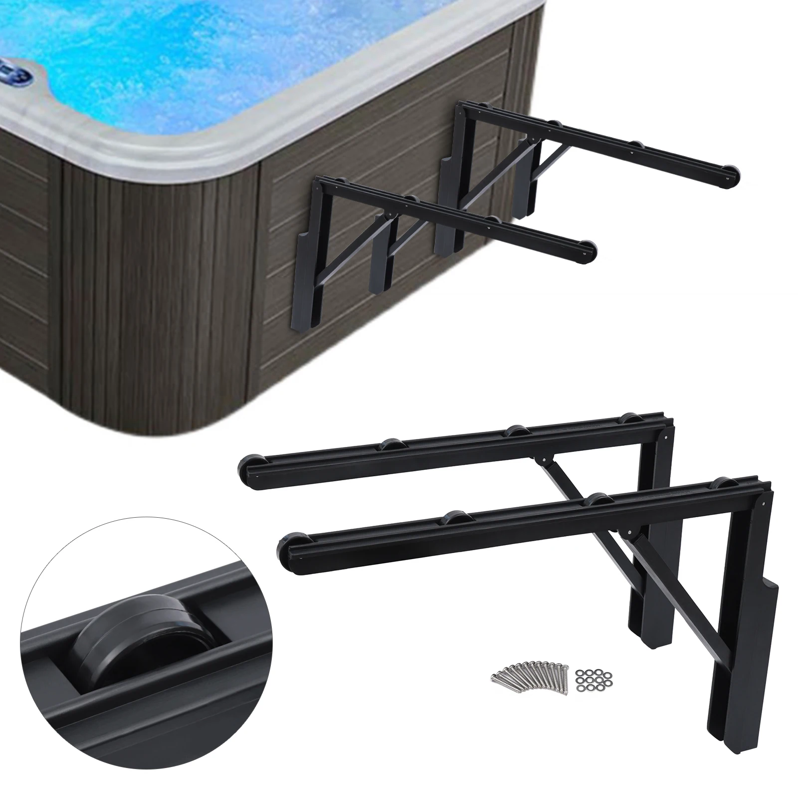 CL-003 Black Foldable Hot Tub Cover Lifter Removal System/Spa Cover Roller Racks fits Vary Size, Shape of SPA
CL-003 Black Foldable Hot Tub Cover Lifter Removal System/Spa Cover Roller Racks fits Vary Size, Shape of SPA