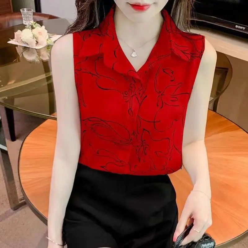 Floral Print Chiffon Sleeveless Shirt Elegant Style Summer Design Slimming Belly Commute Style Loose Fit Polyester Viscose Blend
Floral Print Chiffon Sleeveless Shirt Elegant Style Summer Design Slimming Belly Commute Style Loose Fit Polyester Viscose Blend