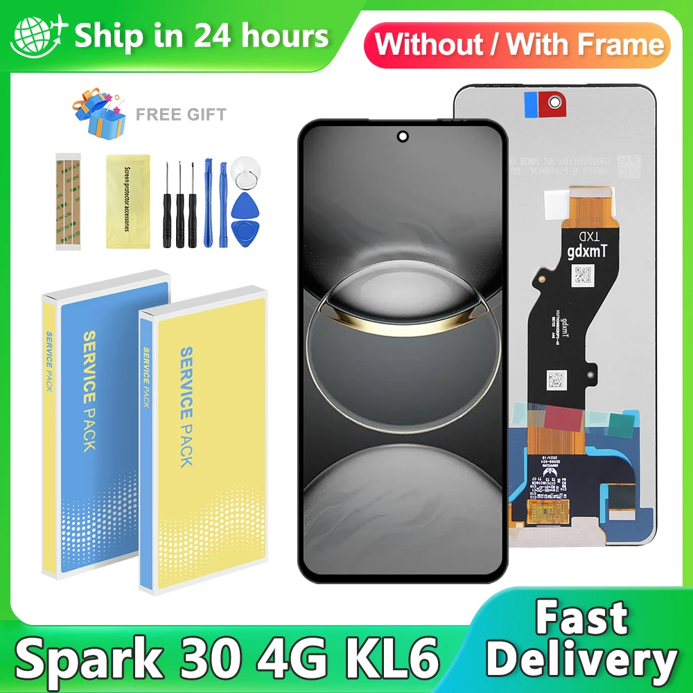 Дисплей для Tecno Spark 30 4G KL6, ЖК-дисплей, дигитайзер сенсорного экрана в сборе, запасные части для Spark30, экран дисплея
Дисплей для Tecno Spark 30 4G KL6, ЖК-дисплей, дигитайзер сенсорного экрана в сборе, запасные части для Spark30, экран дисплея