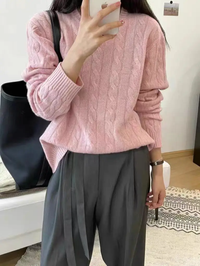 Merino 100% Wool Women's Crew Neck Pullover Fried Dough Twists Pattern Autumn Winter Thickened Casual Fashion Cashmere Knit
Merino 100% Wool Women's Crew Neck Pullover Fried Dough Twists Pattern Autumn Winter Thickened Casual Fashion Cashmere Knit