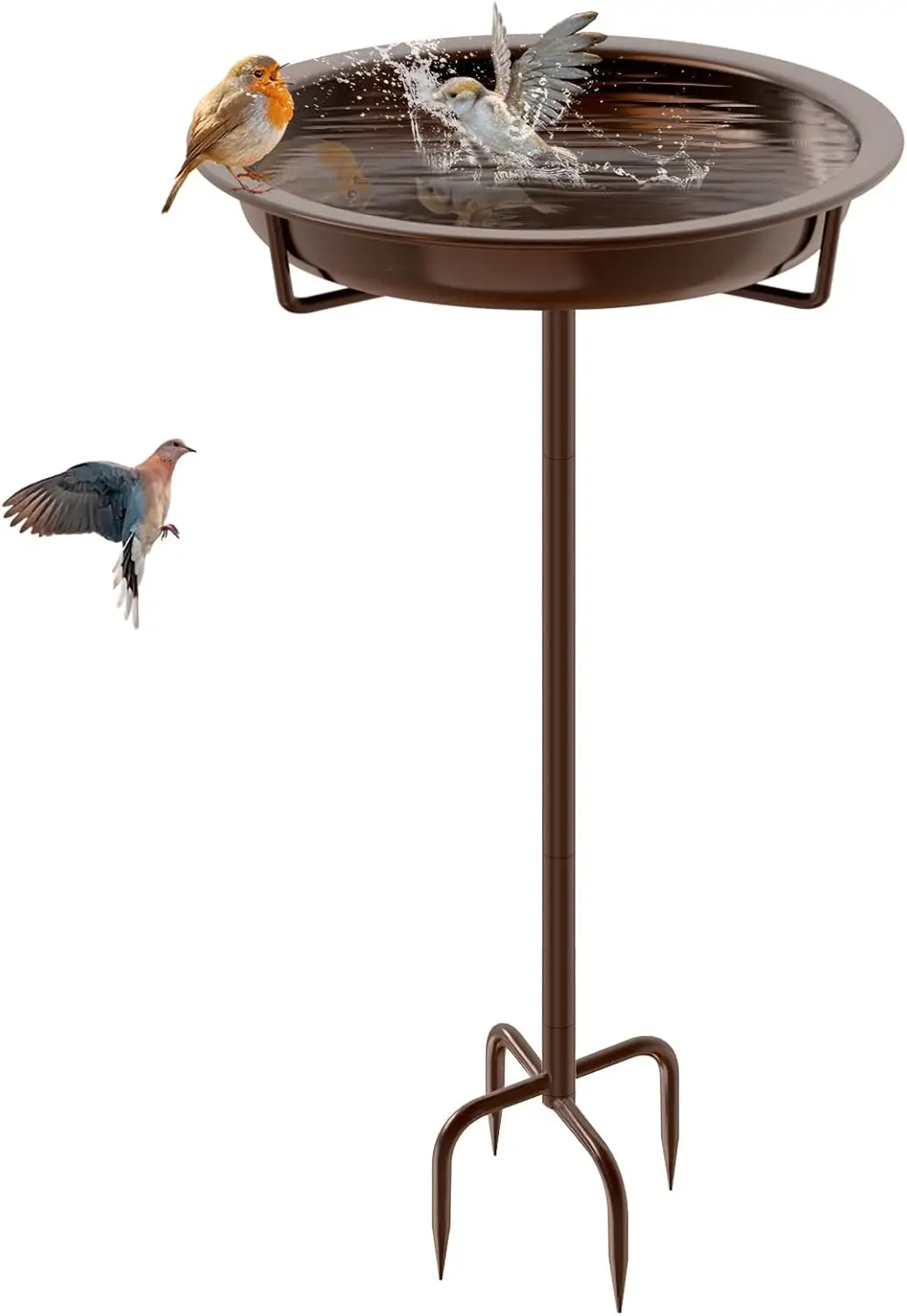 36.2" Metal Bird Bath for Outside, 4-Prong Base, Freestanding Garden Decor, Brown
36.2" Metal Bird Bath for Outside, 4-Prong Base, Freestanding Garden Decor, Brown