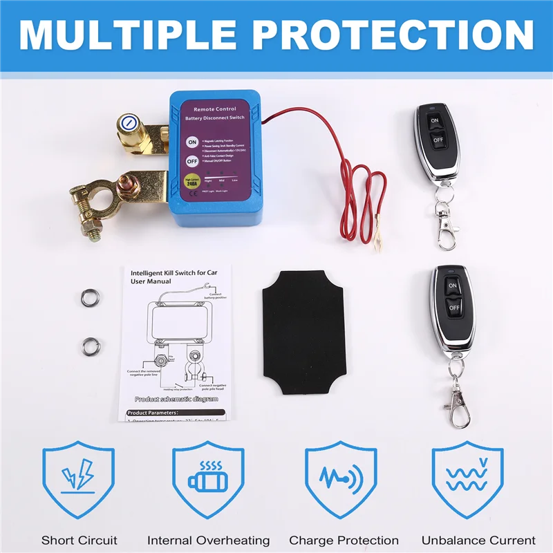 Efficient Automatic Power-Off Battery Disconnect Switch 12V/24V 240A, For Car Boat Remote Control On/Off Control Device
Efficient Automatic Power-Off Battery Disconnect Switch 12V/24V 240A, For Car Boat Remote Control On/Off Control Device