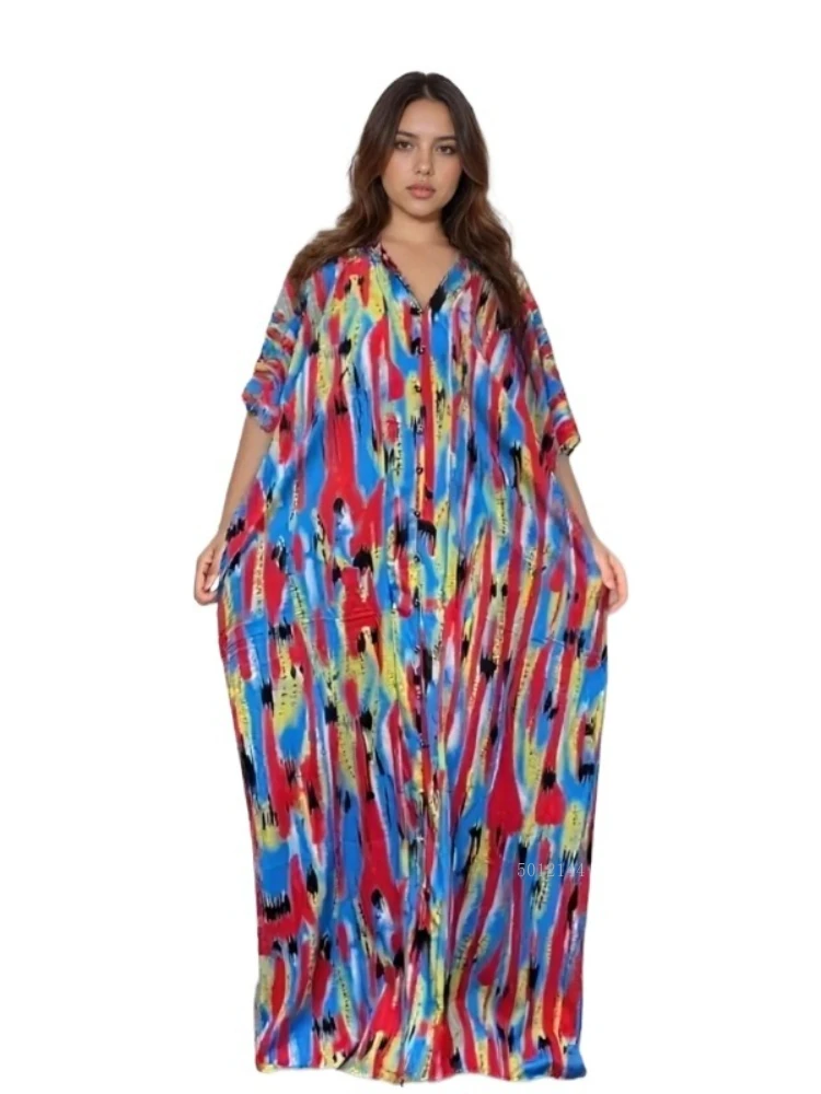 Fashion European and American V Neck Elegant Robe Ethnic Print Flap Pocket Pants 2025 African Loose Casual Women's Summer Dress
Fashion European and American V Neck Elegant Robe Ethnic Print Flap Pocket Pants 2025 African Loose Casual Women's Summer Dress