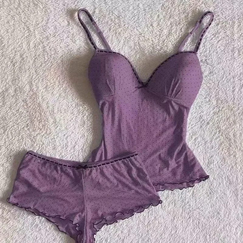 Japanese Kawaii Aesthetic Sexy Polka Camisole Vest Subculture Bow Patchwork Chic Shorts Summer Popular Cute Home Two Piece Set
Japanese Kawaii Aesthetic Sexy Polka Camisole Vest Subculture Bow Patchwork Chic Shorts Summer Popular Cute Home Two Piece Set