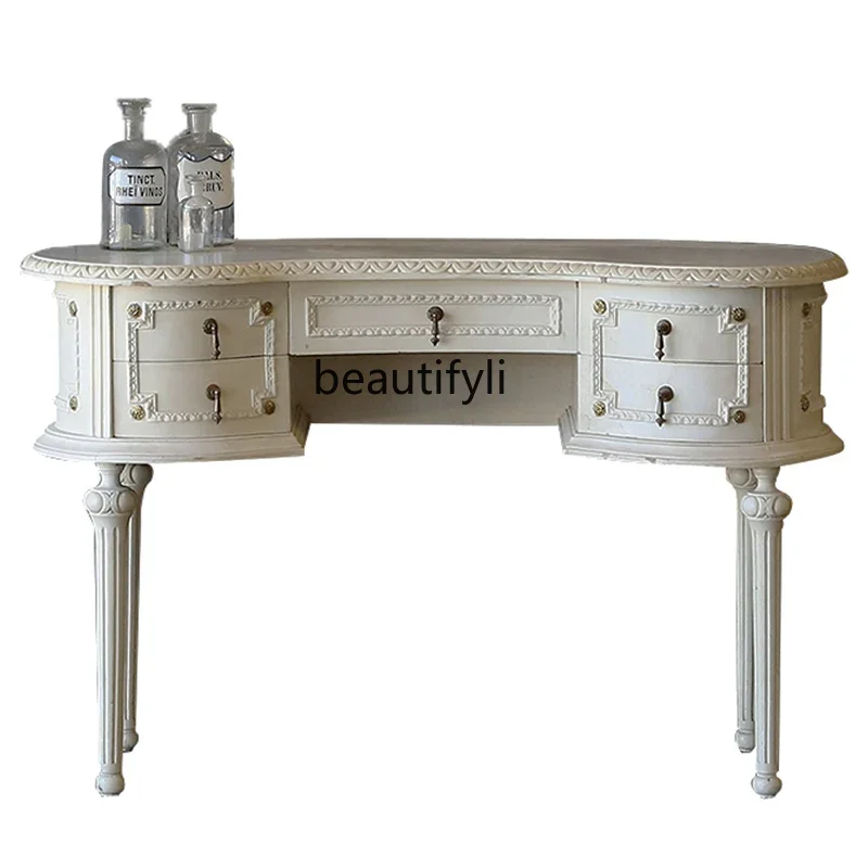 European Style French Style White Dressing Table Makeup Mirror Solid Wood Arc Makeup Table Bedroom Furniture
European Style French Style White Dressing Table Makeup Mirror Solid Wood Arc Makeup Table Bedroom Furniture