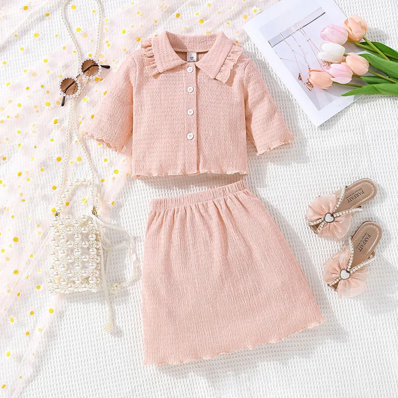2025 Clothing Set Girls Long Sleeve Turn-down Collar Ruffles T-shirt Pink Skirts 2 Pcs Sets Casual Girls Clothes Set 2-7T
2025 Clothing Set Girls Long Sleeve Turn-down Collar Ruffles T-shirt Pink Skirts 2 Pcs Sets Casual Girls Clothes Set 2-7T