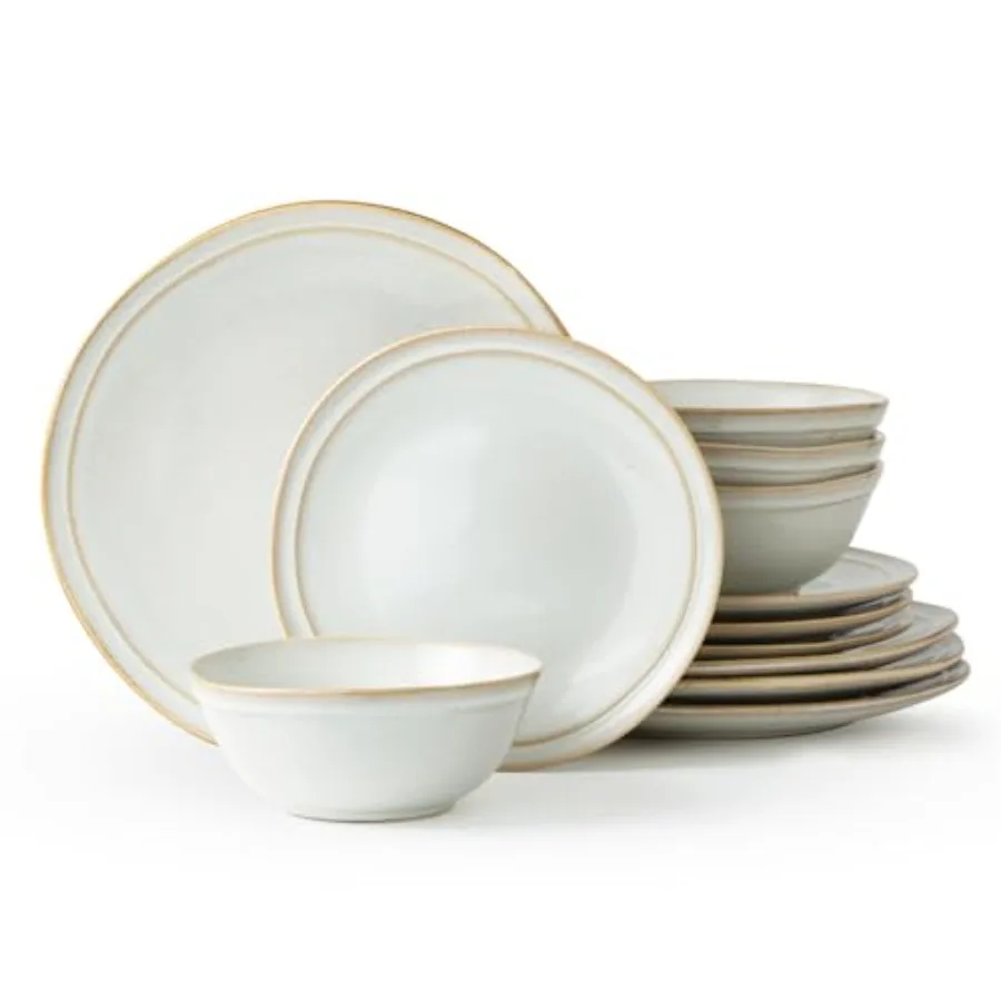 Aegean Stoneware Dinnerware Set for 4 Plates and Bowls Sets 12-Piece Scratch-Resistant Dinner Plate Set Handmade Irregular Roun
Aegean Stoneware Dinnerware Set for 4 Plates and Bowls Sets 12-Piece Scratch-Resistant Dinner Plate Set Handmade Irregular Roun