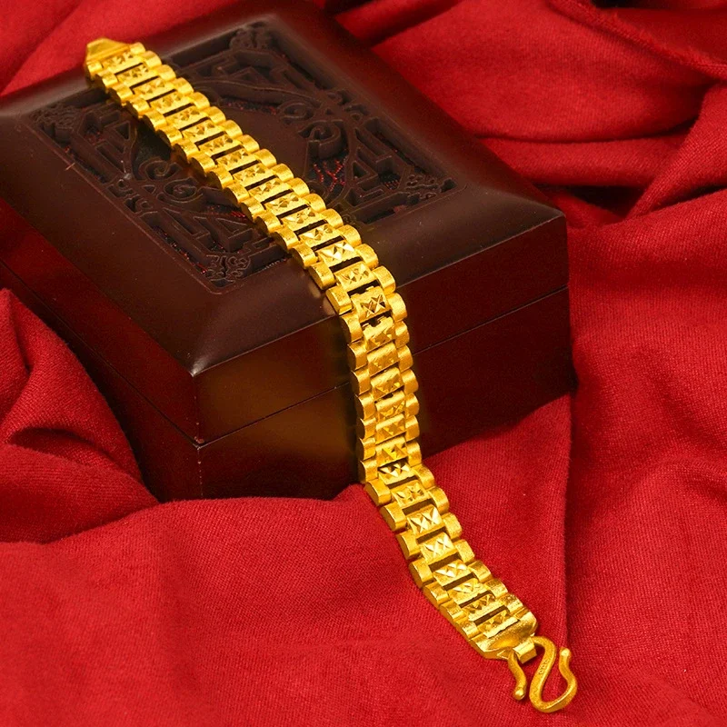 14 k Yellow Gold Watch Bracelet for Men Male Gentleman Bracelet Hand Chain Birthday Wedding Engagement Jewelry Not Fade
14 k Yellow Gold Watch Bracelet for Men Male Gentleman Bracelet Hand Chain Birthday Wedding Engagement Jewelry Not Fade