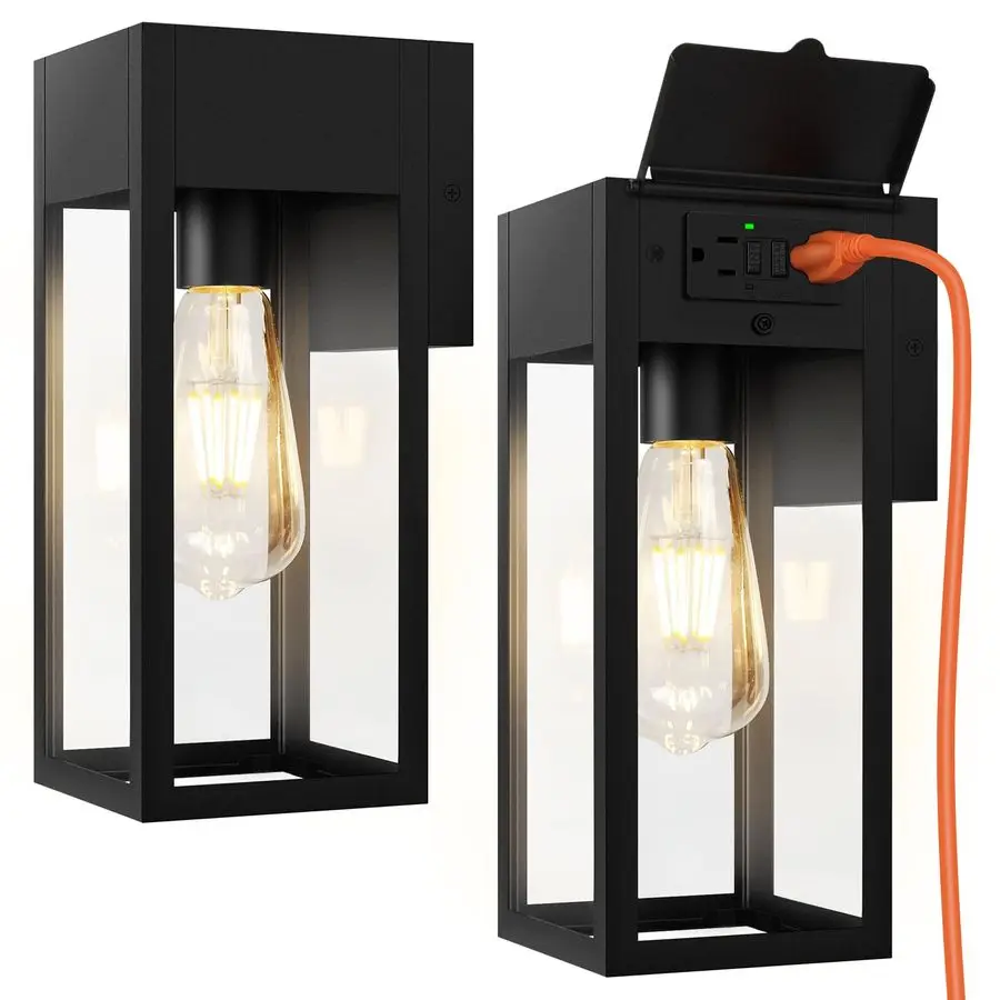 Pack Porch Lights Outdoor Wall Sconce, Outdoor Light with GFCI Outlet, Waterproof Exterior Wall Lantern Light Fixtures, AntiRust
Pack Porch Lights Outdoor Wall Sconce, Outdoor Light with GFCI Outlet, Waterproof Exterior Wall Lantern Light Fixtures, AntiRust