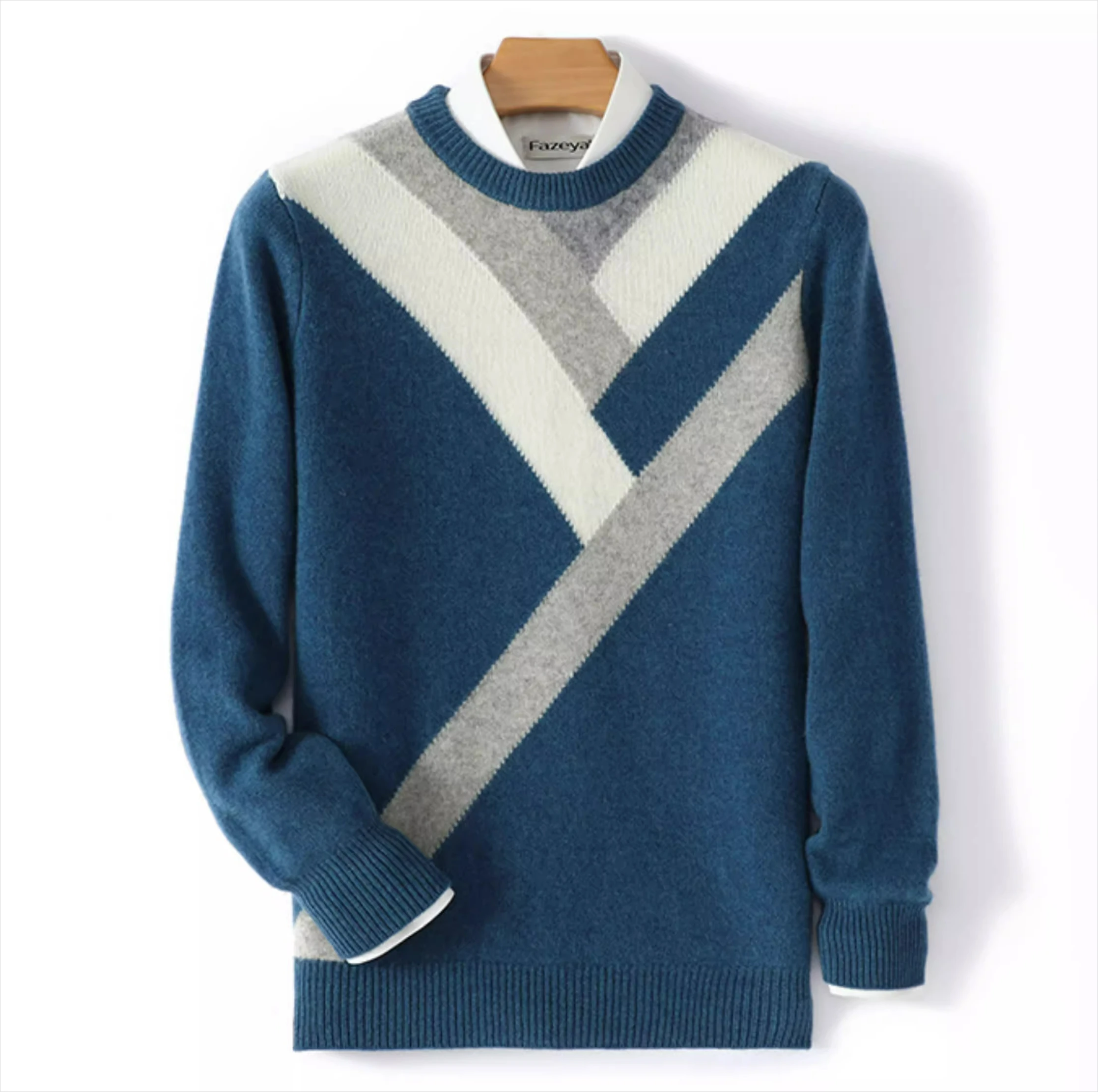 100% pure wool loose round neck color matching pullover thickened casual business knitted cashmere bottoming shirt
100% pure wool loose round neck color matching pullover thickened casual business knitted cashmere bottoming shirt