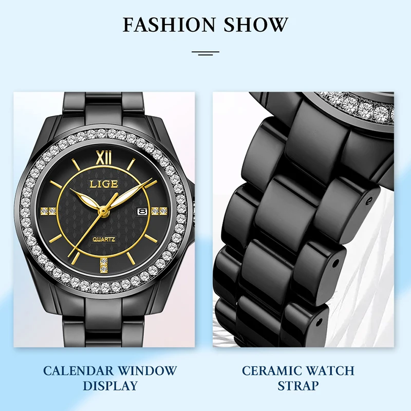 LIGE Women's Watch Elegant Ceramic Fashion Luminous Calendar Luxury Casual Waterproof quartz wristwatch vintage Watch for Women
LIGE Women's Watch Elegant Ceramic Fashion Luminous Calendar Luxury Casual Waterproof quartz wristwatch vintage Watch for Women