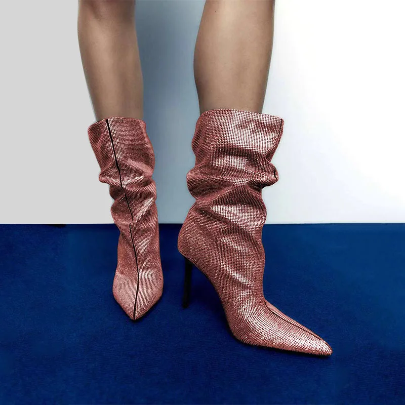 Rhinestone Upper Pointed Toe Mid-Calf Boots Shiny Bling Party Shoes Stiletto High Heels Slip-On Multicolored Dress Boots Winter
Rhinestone Upper Pointed Toe Mid-Calf Boots Shiny Bling Party Shoes Stiletto High Heels Slip-On Multicolored Dress Boots Winter