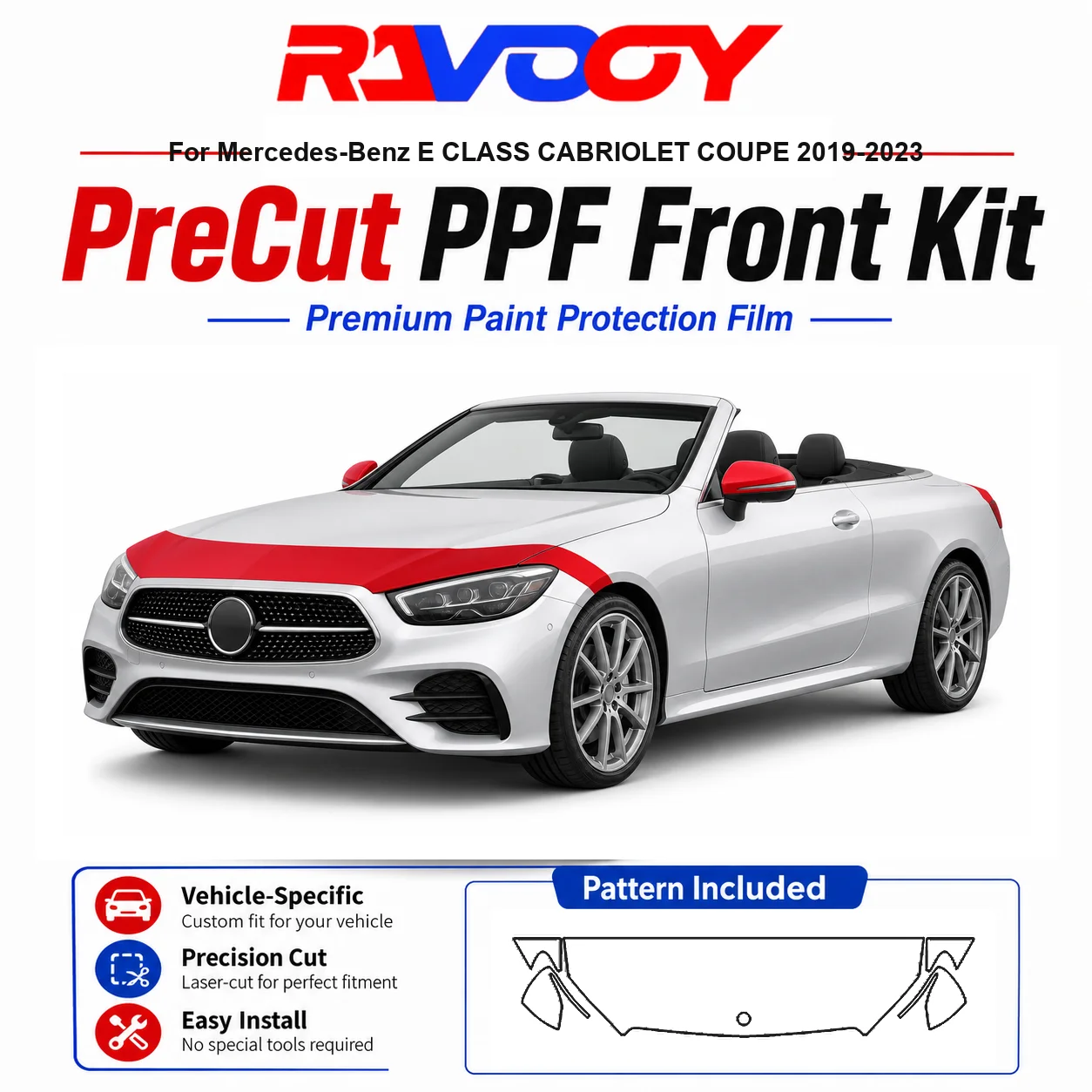 8.5mil TPU Precut PPF Kit For Mercedes-Benz E CLASS CABRIOLET COUPE 2019-2023 - Hood, Fenders & Mirrors - Self-Healing Clear Bra
8.5mil TPU Precut PPF Kit For Mercedes-Benz E CLASS CABRIOLET COUPE 2019-2023 - Hood, Fenders & Mirrors - Self-Healing Clear Bra
