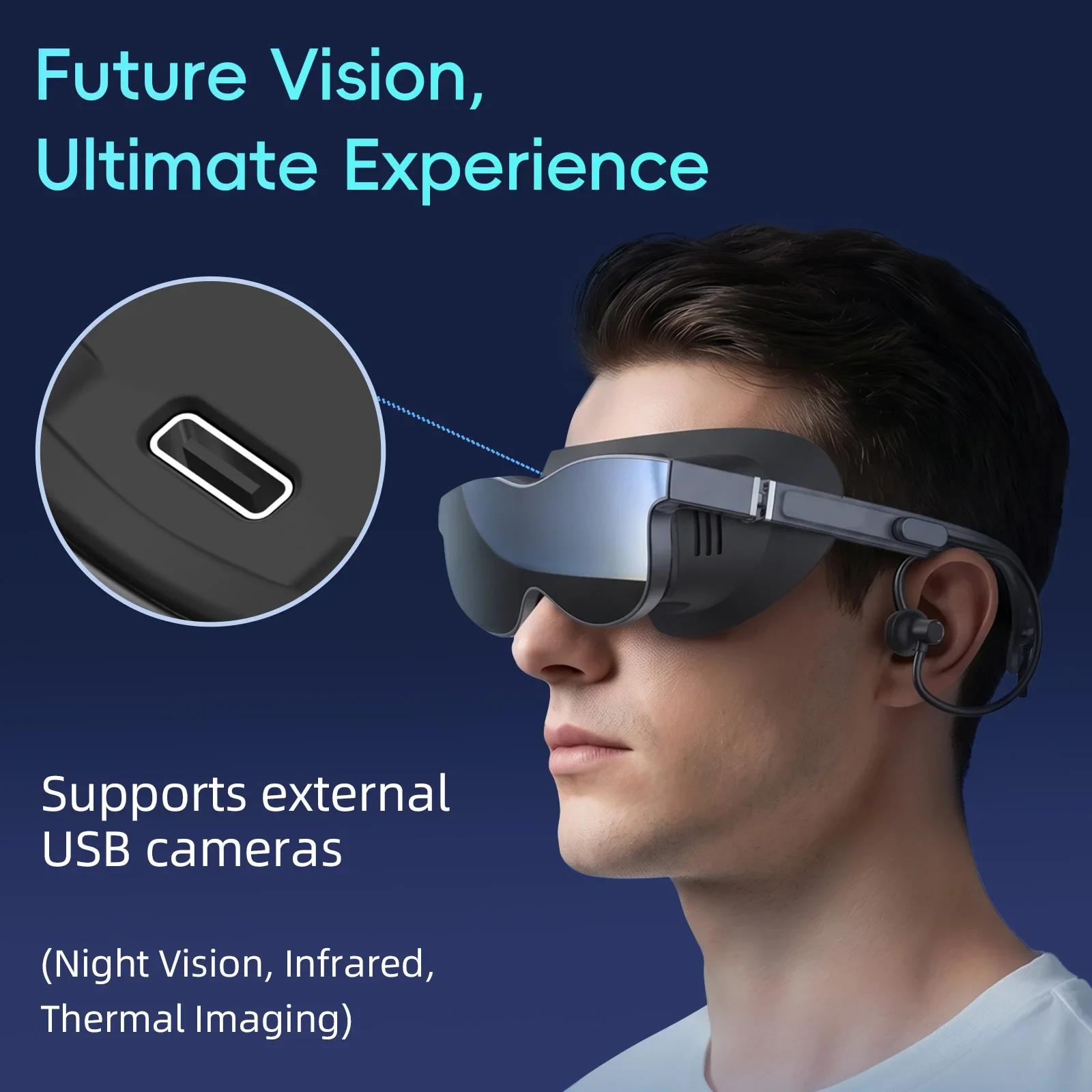 ENMESI V60 AR Glasses 1080P HMD OLED High Brightness With Diopter 400inch HD Giant Screen Private Cinema
ENMESI V60 AR Glasses 1080P HMD OLED High Brightness With Diopter 400inch HD Giant Screen Private Cinema