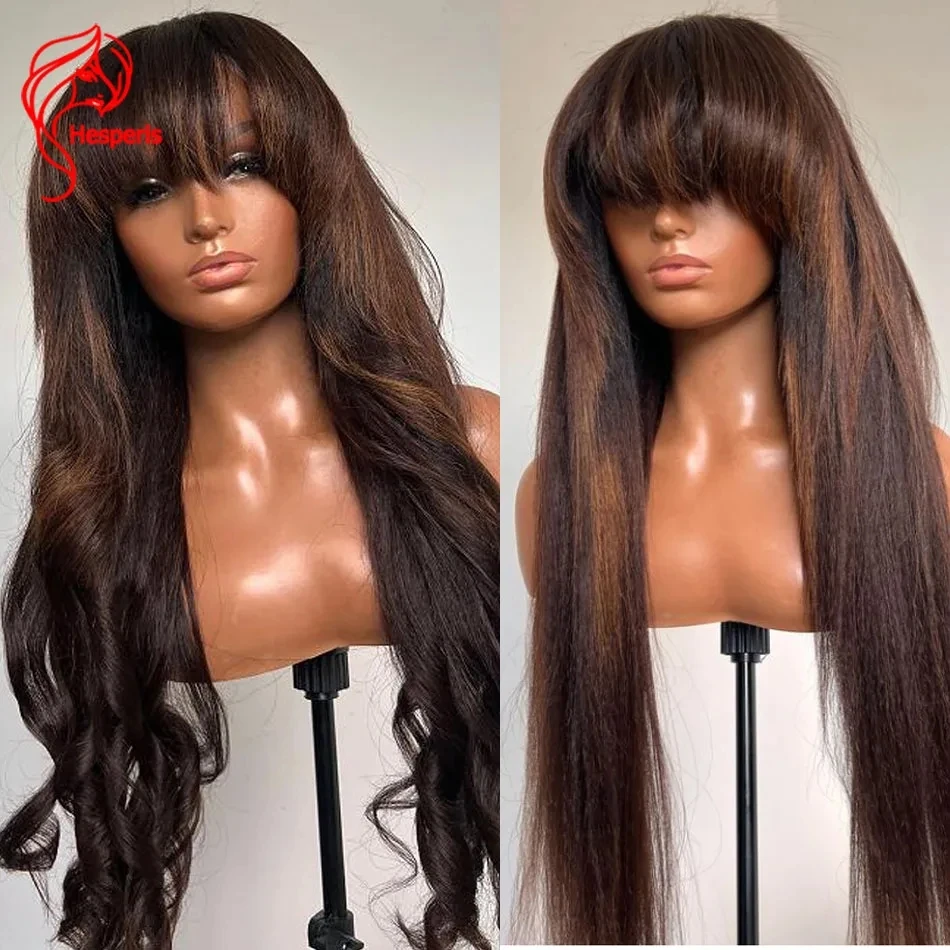 Hesperis Yaki Wavy Blonde Highlight Full Machine Made Wig Brazilian Remy Brown Human Hair Wig With Bangs Kinky Straight Wigs
Hesperis Yaki Wavy Blonde Highlight Full Machine Made Wig Brazilian Remy Brown Human Hair Wig With Bangs Kinky Straight Wigs