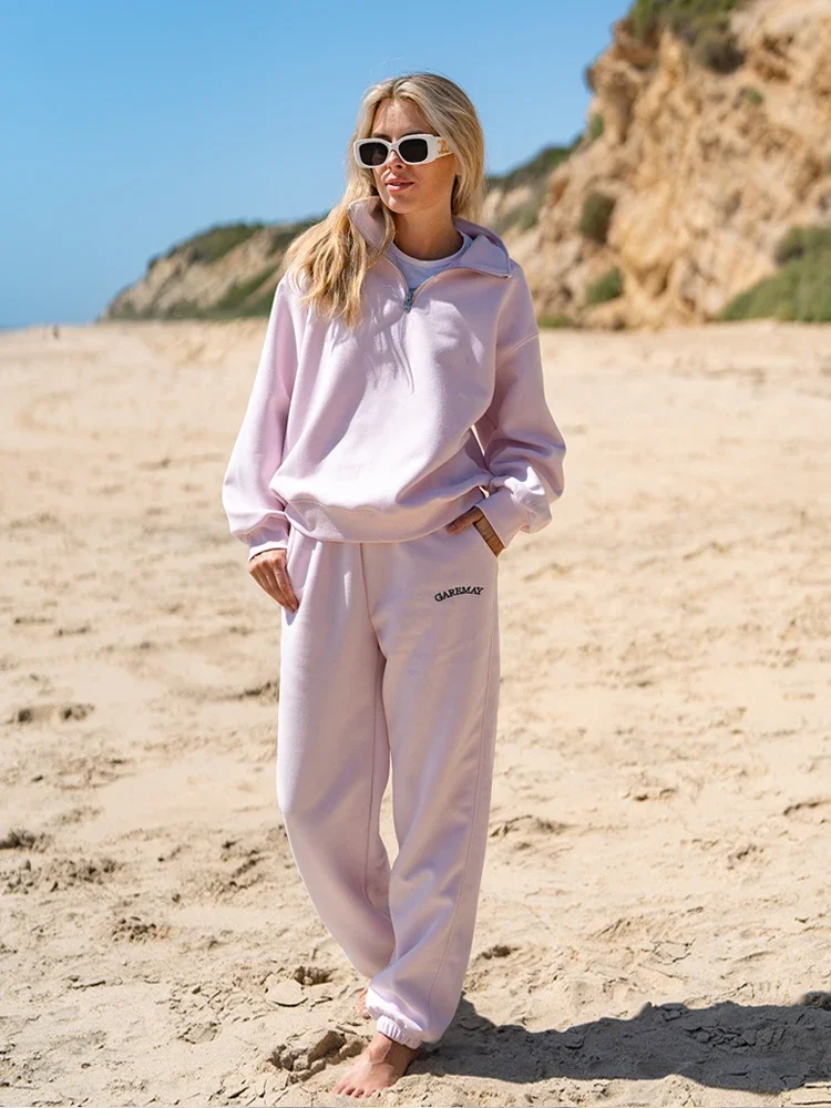 Spring Women's Tracksuit with Zipper Cotton Oversize Classic Pink Two Piece Set Women Casual Yellow Trouser Suits for Women
Spring Women's Tracksuit with Zipper Cotton Oversize Classic Pink Two Piece Set Women Casual Yellow Trouser Suits for Women
