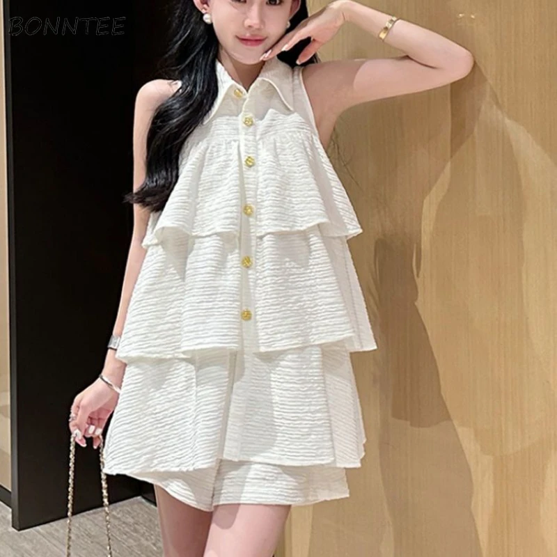 Sets Women Halter Ruffles Sleeve Shirts All-match High Waist Wide Leg Shorts Sweet Temperament Summer French Style Elegant Lady
Sets Women Halter Ruffles Sleeve Shirts All-match High Waist Wide Leg Shorts Sweet Temperament Summer French Style Elegant Lady