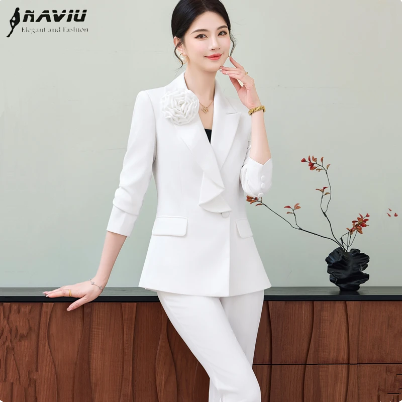 NAVIU High Quality Fashion Professional Pant Suit New Temperament Elegant Long Sleeve Blazer And Trouser Office Lady Work wear
NAVIU High Quality Fashion Professional Pant Suit New Temperament Elegant Long Sleeve Blazer And Trouser Office Lady Work wear