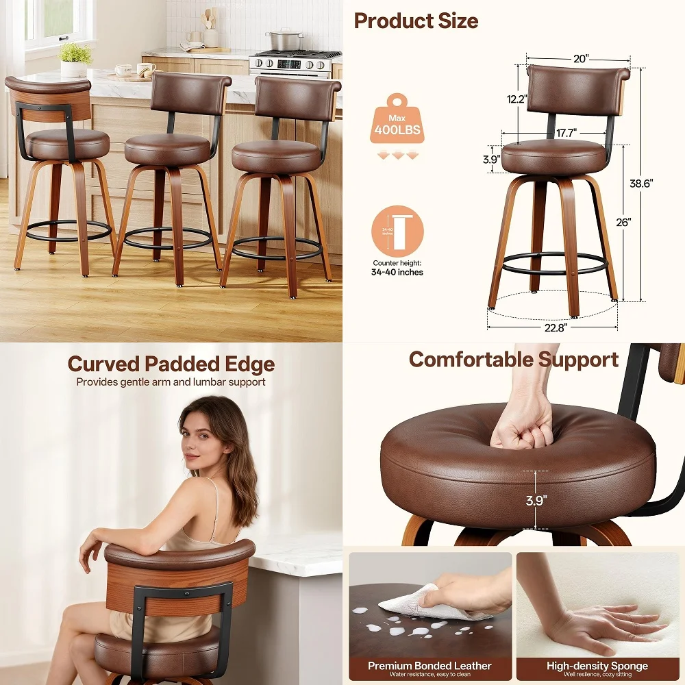 26 Counter Height Bar Stools Set of 4, Upholstered Bar Stools with Black Wood Legs, Modern Counter Stools with Back for Kitchen
26 Counter Height Bar Stools Set of 4, Upholstered Bar Stools with Black Wood Legs, Modern Counter Stools with Back for Kitchen