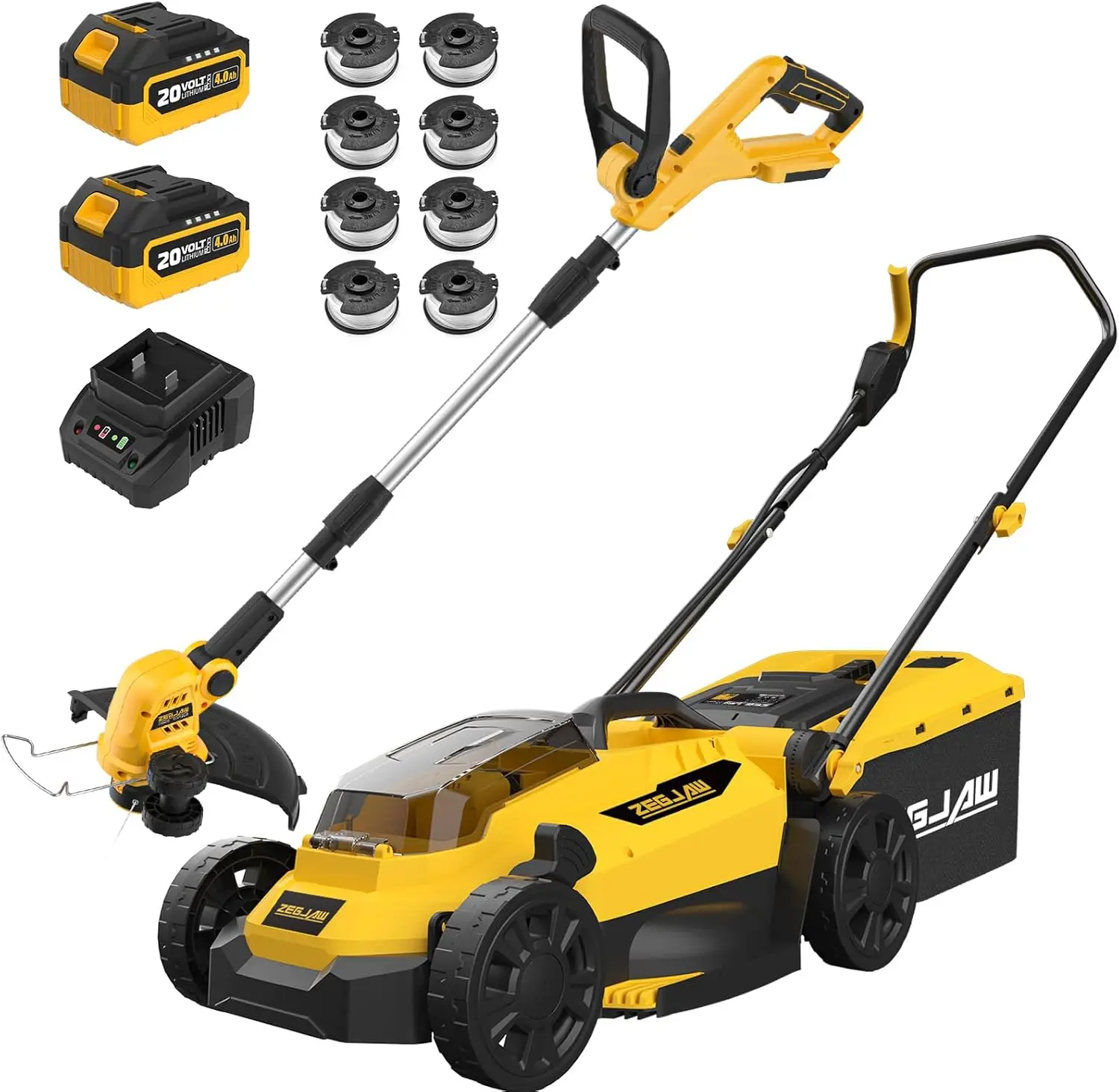20v 13 inch Lawn Mower and 12 inch String Trimmer Combo with 2x4 0Ah Batteries and Charger Grass Cutter with 5 Position Height
20v 13 inch Lawn Mower and 12 inch String Trimmer Combo with 2x4 0Ah Batteries and Charger Grass Cutter with 5 Position Height