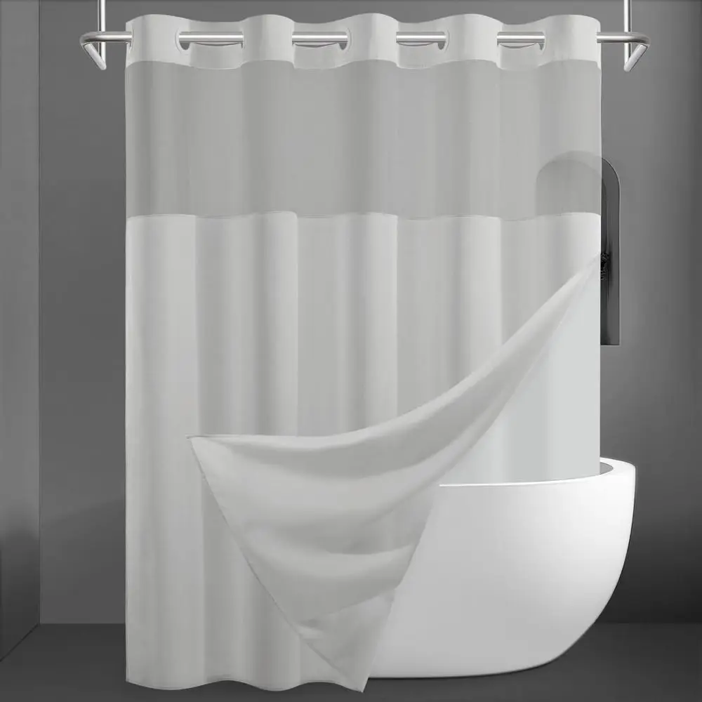 with Snap in Liner No Hook Slub Textured Shower Curtain with See Through Top Window Removable Hookless Shower Curtain Waterproof
with Snap in Liner No Hook Slub Textured Shower Curtain with See Through Top Window Removable Hookless Shower Curtain Waterproof