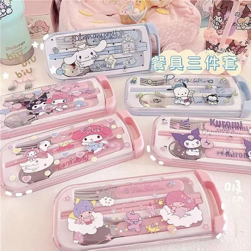 Sanrioed Animation Cartoon Cute Kurumi My Melody 304 Stainless Steel Tableware Set Adult Student Children's Portable Storage Box
Sanrioed Animation Cartoon Cute Kurumi My Melody 304 Stainless Steel Tableware Set Adult Student Children's Portable Storage Box