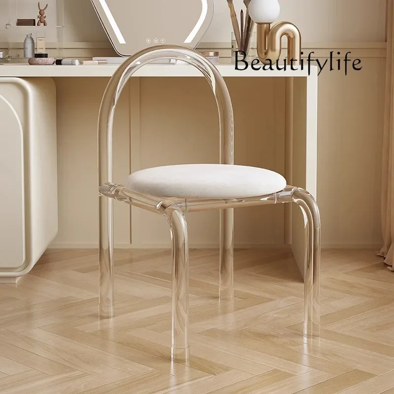 ld25 Dining chair household Nordic dressing makeup stool acrylic transparent crystal modern backrest chair light luxury
ld25 Dining chair household Nordic dressing makeup stool acrylic transparent crystal modern backrest chair light luxury