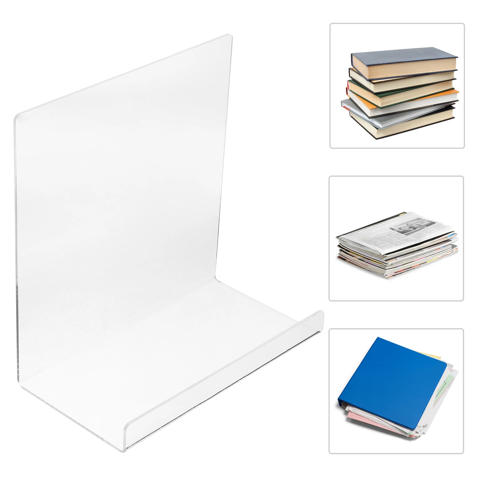 Transparent Bookshelf Rack Acrylic Support Desk Bookend Storage Display Magazine Holder Records Bracket Student School
Transparent Bookshelf Rack Acrylic Support Desk Bookend Storage Display Magazine Holder Records Bracket Student School