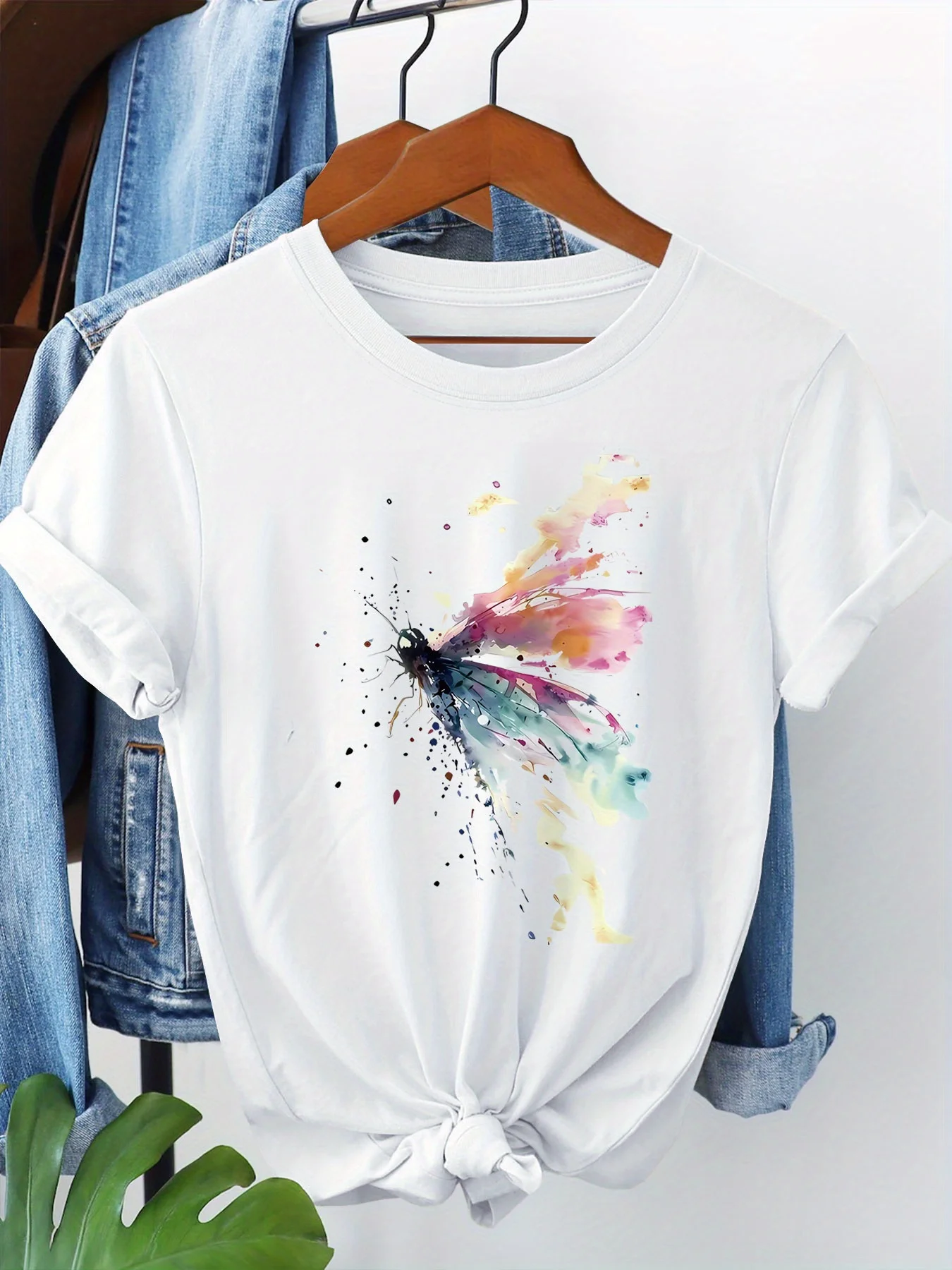 Butterfly Print T-shirt Short Sleeve Crew Neck Casual Top For Summer Women's Clothing Simple Design Showing Natural Style Trendy
Butterfly Print T-shirt Short Sleeve Crew Neck Casual Top For Summer Women's Clothing Simple Design Showing Natural Style Trendy