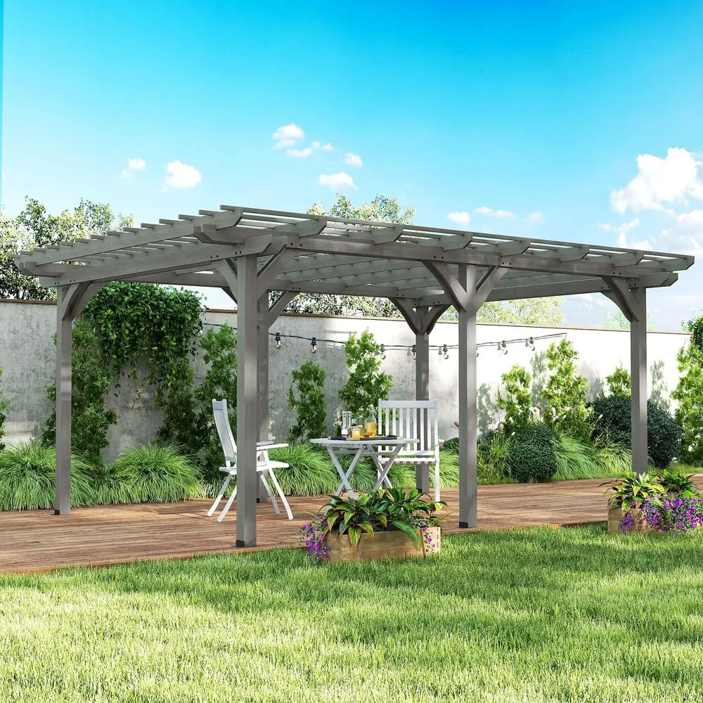 12 x 16 Outdoor Pergola, Wood Gazebo Grape Trellis with Stable Structure for Climbing Plant Support, Garden, Patio, Backyard, D
12 x 16 Outdoor Pergola, Wood Gazebo Grape Trellis with Stable Structure for Climbing Plant Support, Garden, Patio, Backyard, D