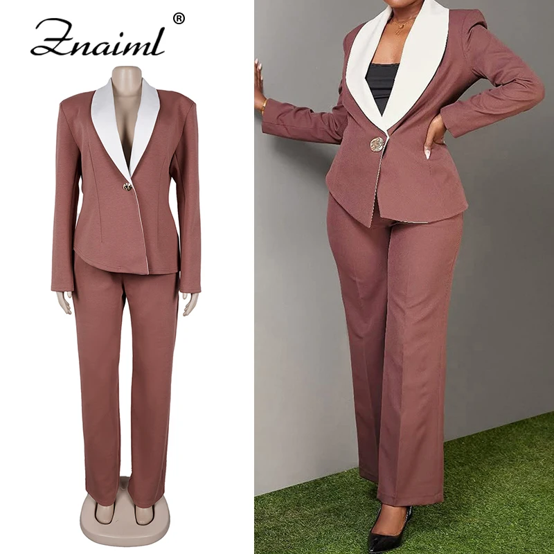 Znaiml цветной лоскутный женский костюм-пиджак из двух предметов, пальто с длинными рукавами и лацканами, куртка с прямыми брюками, осенняя одежда для офисной работы 
Znaiml цветной лоскутный женский костюм-пиджак из двух предметов, пальто с длинными рукавами и лацканами, куртка с прямыми брюками, осенняя одежда для офисной работы