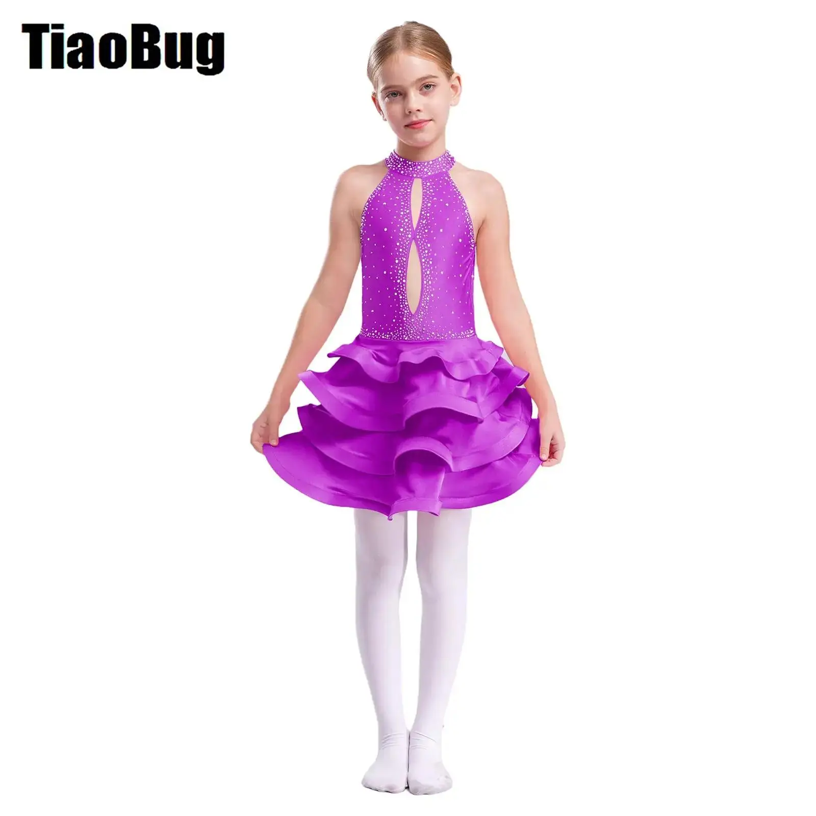 Kids Girls Tiered Latin Dance Dress Sleeveless Backless Shiny Rhinestones Dress Performance Costume
Kids Girls Tiered Latin Dance Dress Sleeveless Backless Shiny Rhinestones Dress Performance Costume