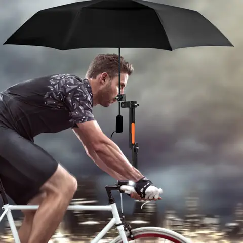 Soporte de paraguas para bicicleta, conector de sombrilla para silla de ruedas, soportes de paraguas para cochecito, cualquier ángulo giratorio, herramienta de engranaje de lluvia